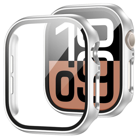Apple Watch Series 10 (42mm) Case with Glass Screen Protector by SwiftShield (2 Pack - Silver)