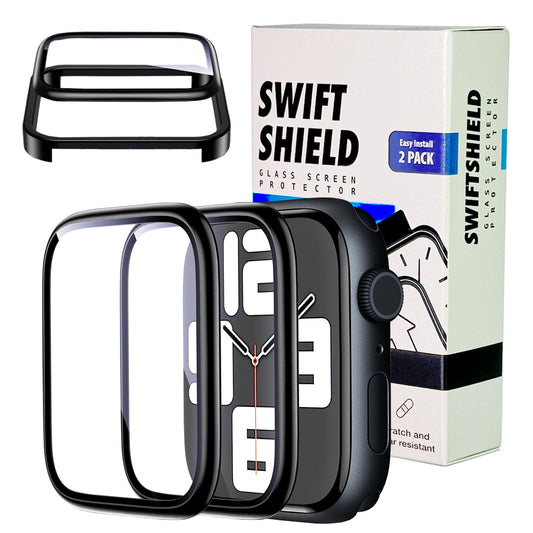 Apple Watch SE Series 3 40mm Glass Screen Protector Alignment Kit by SwiftShield (2 Pack - Black)