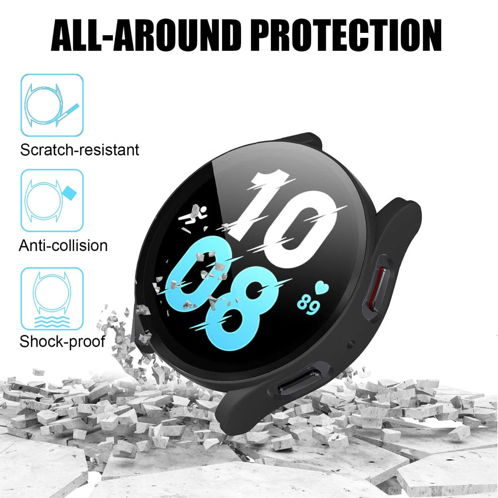 Samsung Galaxy Watch FE 40mm Case with Glass Screen Protector by SwiftShield (2 Pack - Black)