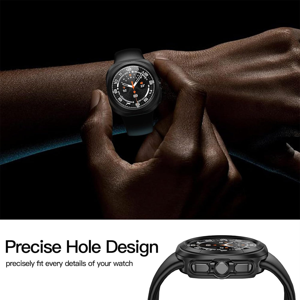 Samsung Galaxy Watch Ultra (2025) 47mm Case with Glass Screen Protector by SwiftShield (2 Pack - Black)