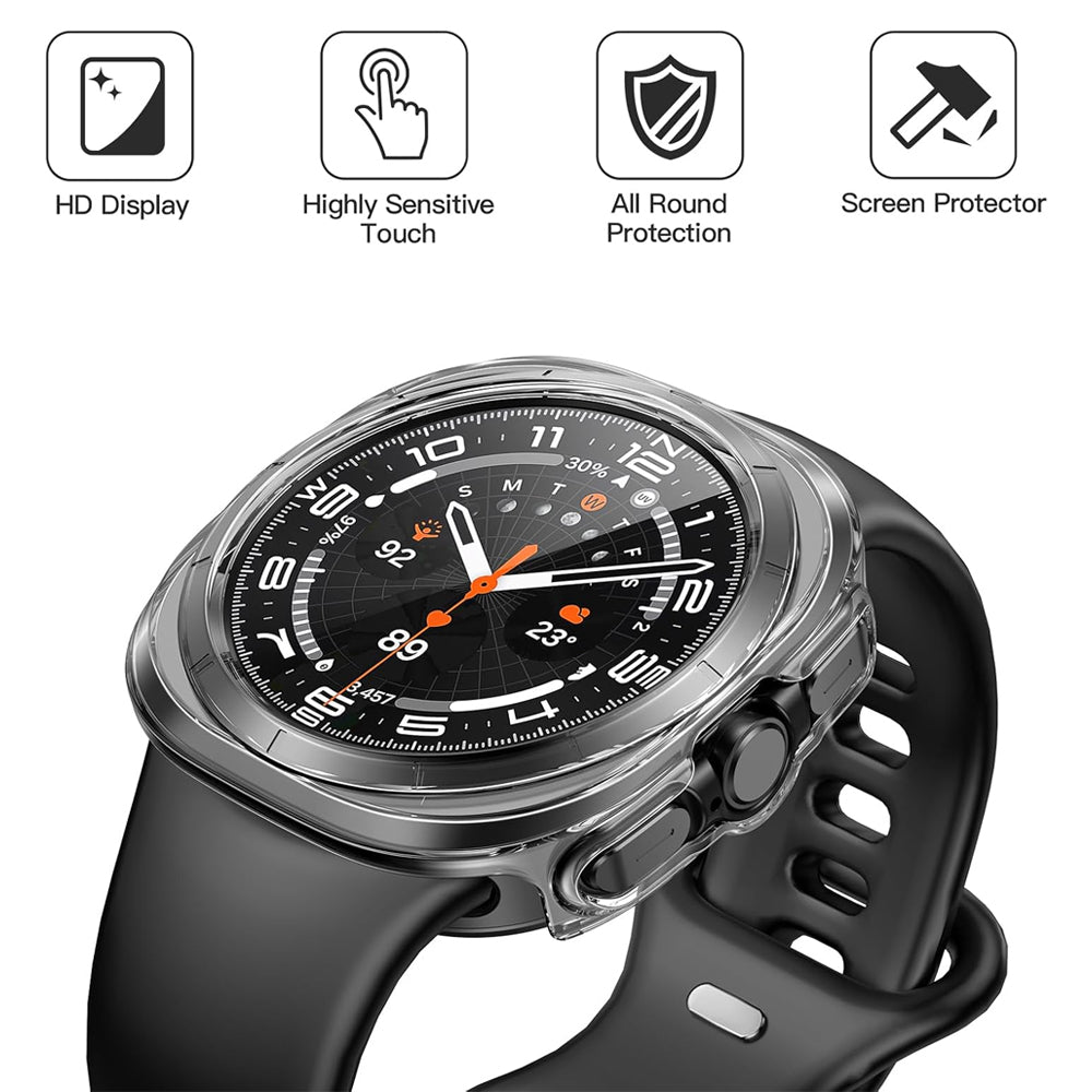 Samsung Galaxy Watch Ultra (2025) 47mm Case with Glass Screen Protector by SwiftShield (2 Pack - Clear)
