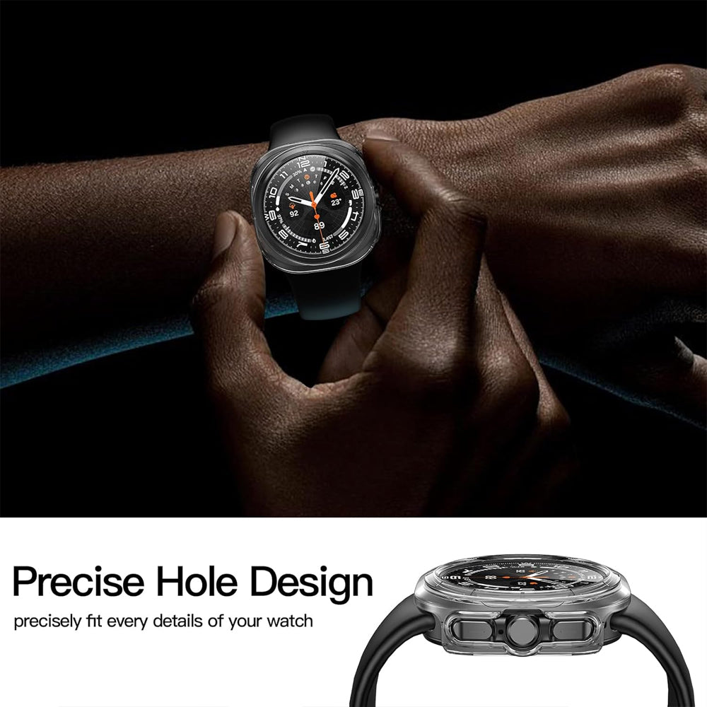 Samsung Galaxy Watch Ultra (2025) 47mm Case with Glass Screen Protector by SwiftShield (2 Pack - Clear)