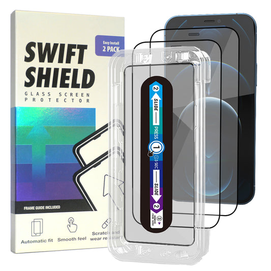 iPhone 12 Pro Clear Premium Tempered Glass Screen Protector Alignment Kit by SwiftShield [2-Pack]