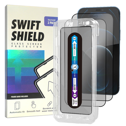 iPhone 12 Pro Anti-Glare Matte Premium Tempered Glass Screen Protector Alignment Kit by SwiftShield [2-Pack]