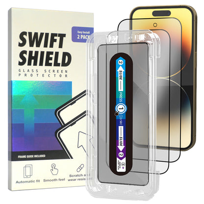 iPhone 14 Pro Max Matte Anti-Glare Premium Tempered Glass Screen Protector Alignment Kit by SwiftShield [2-Pack]