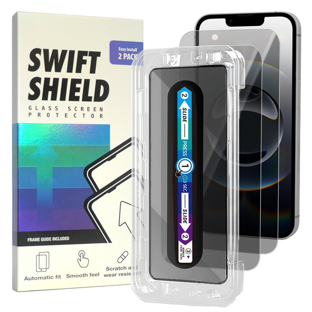 iPhone 16e Privacy Premium Tempered Glass Screen Protector Alignment Kit by SwiftShield [2-Pack]