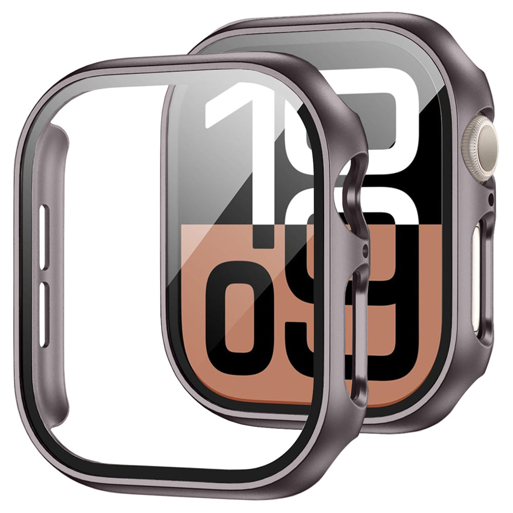 Apple Watch Series 10 (46mm) Case with Glass Screen Protector by SwiftShield (2 Pack - Natural Titanium)