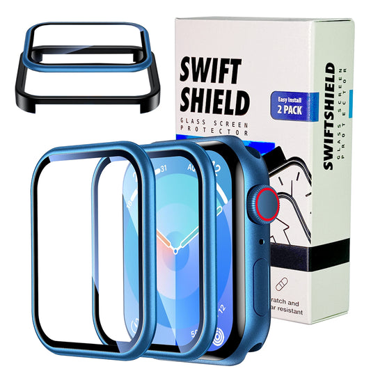 Apple Watch 41mm Glass Screen Protector Alignment Kit by SwiftShield (2 Pack - Blue)