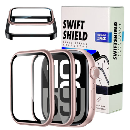 Apple Watch Series 10 (42mm) Glass Screen Protector Alignment Kit by SwiftShield (2 Pack - Rose Gold)