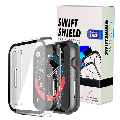 Apple Watch 41mm Case with Glass Screen Protector by SwiftShield (2 Pack - Clear)