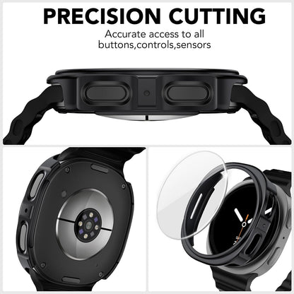 Samsung Galaxy Watch 8 44mm Case with Glass Screen Protector by SwiftShield (2 Pack - Clear)