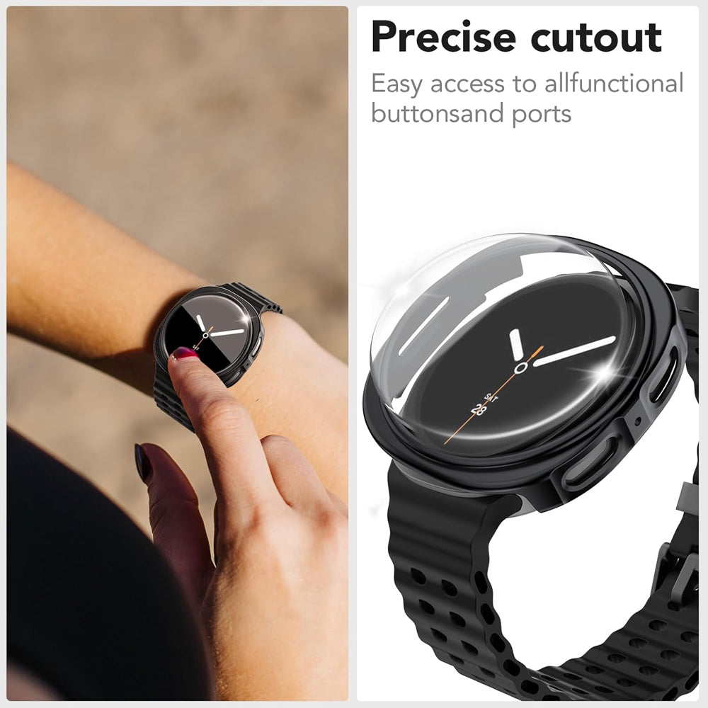 Samsung Galaxy Watch 8 44mm Case with Glass Screen Protector by SwiftShield (2 Pack - Clear)