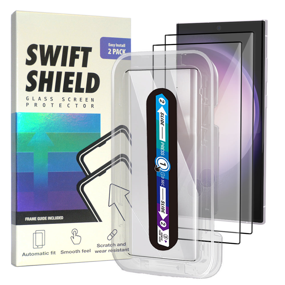 Samsung Galaxy S23 Ultra Clear Premium Tempered Glass Screen Protector Alignment Kit by SwiftShield [2-Pack]