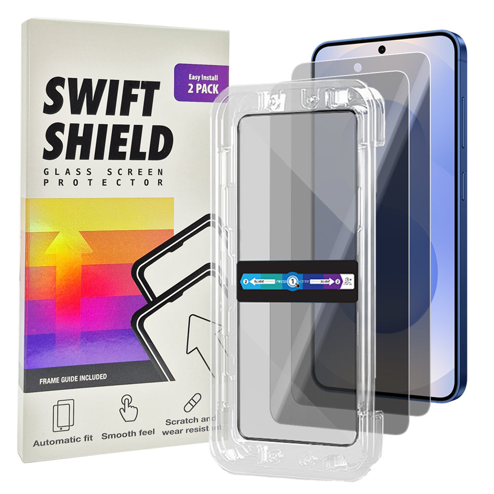 Samsung Galaxy S25 Privacy Tempered Glass Screen Protector Alignment Kit by SwiftShield [2-Pack]