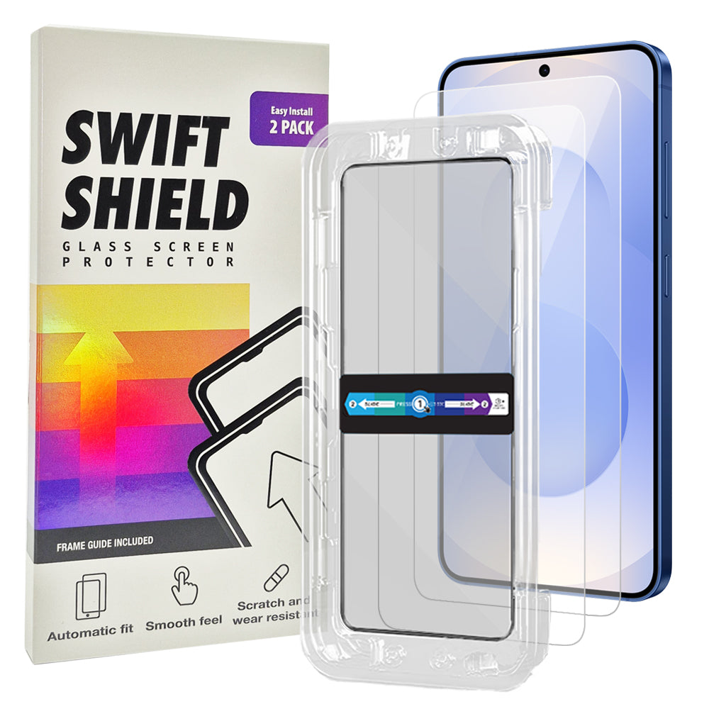 Samsung Galaxy S25 Clear Premium Tempered Glass Screen Protector Alignment Kit by SwiftShield [2-Pack]