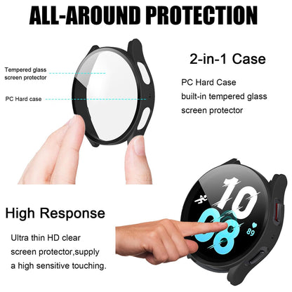 Samsung Galaxy Watch 5 44mm Case with Glass Screen Protector by SwiftShield (2 Pack - Black)