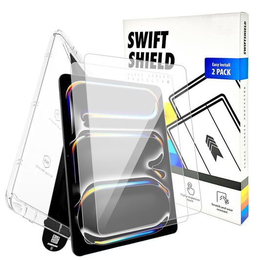 iPad Pro 13" M4 Clear Premium Tempered Glass Screen Protector Alignment Kit by SwiftShield [2-Pack]